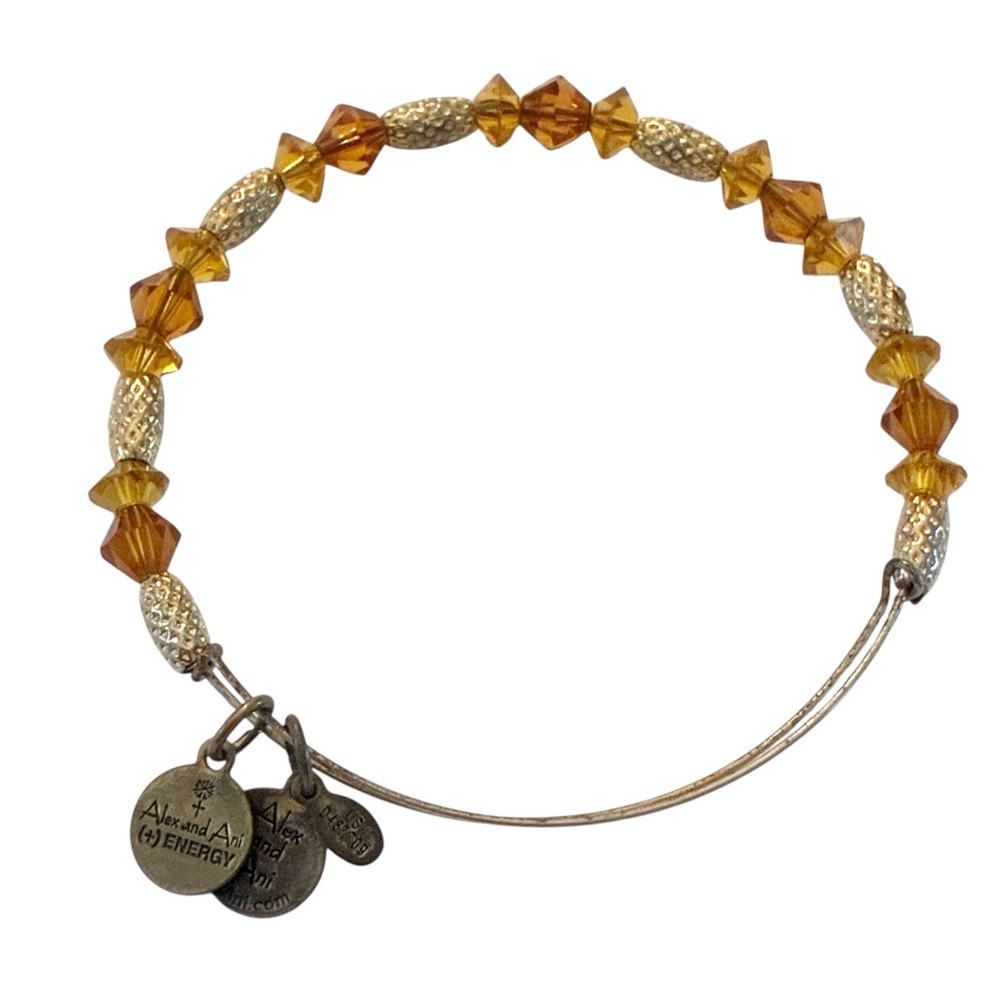 Alex and‎ Ani Gold Tone Mosaic Sunbeam Wrap Bangle Beaded Bracelet